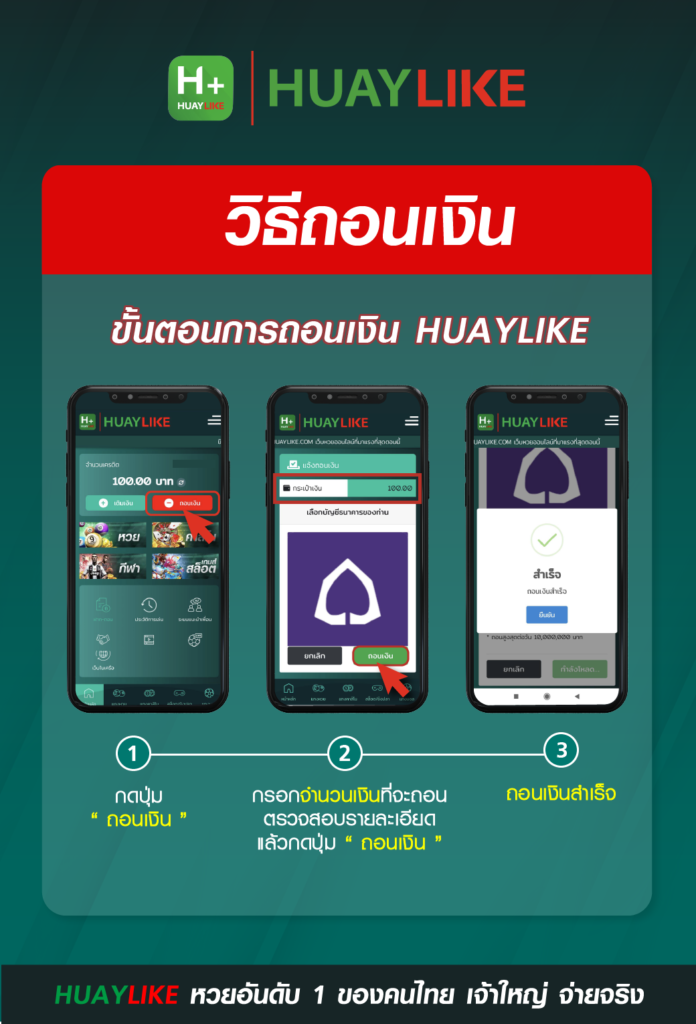 วิธีถอนเงิน Huaylike